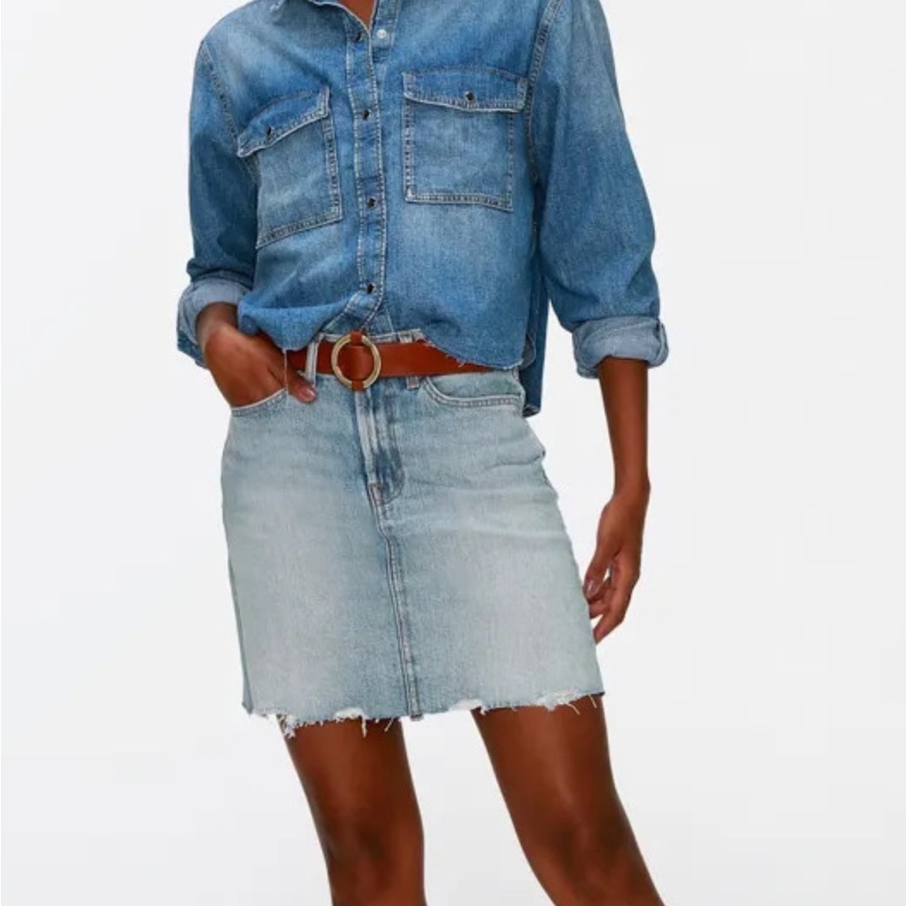 7 For All Mankind Mia Light Blue Denim Distressed Mini Skirt women’s 27